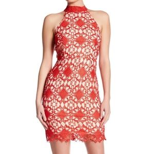 NWT Soieblu red lace dress size large